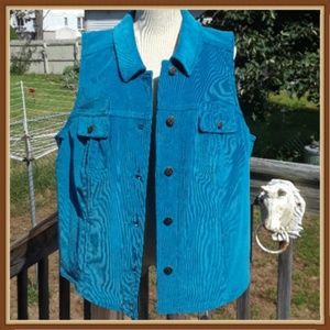 D & Co Blue Corduroy Vest EUC 1X